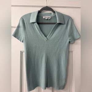 DKNY Short Sleeve Ribbed Top - Soft Blue